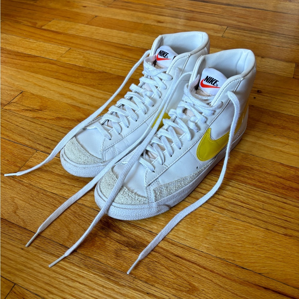 Nike Blazer Mid 77 White/Yellow Swoosh Sneakers